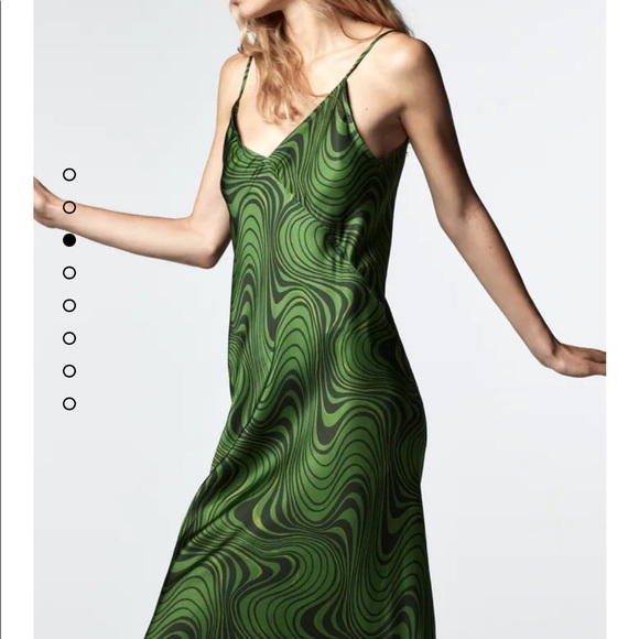NEW Zara printed the Lara dress green midi XL womens - Picture 3 of 12